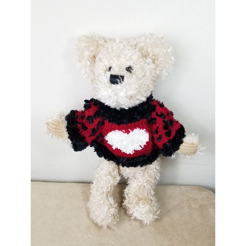 Dan Dee Teddy Bear 15" Plush Toy Stuffed Animal 90s Red Heart Sweater Vintage